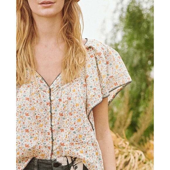 The Great Flounce Top Women M Whip Stitch Floral Ruffle Sleeve Cottage Boho $295 - Picture 4 of 16